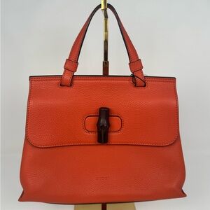 Authentic Gucci Daily Top Handle Bag Grained Calfskin Leather Handbag